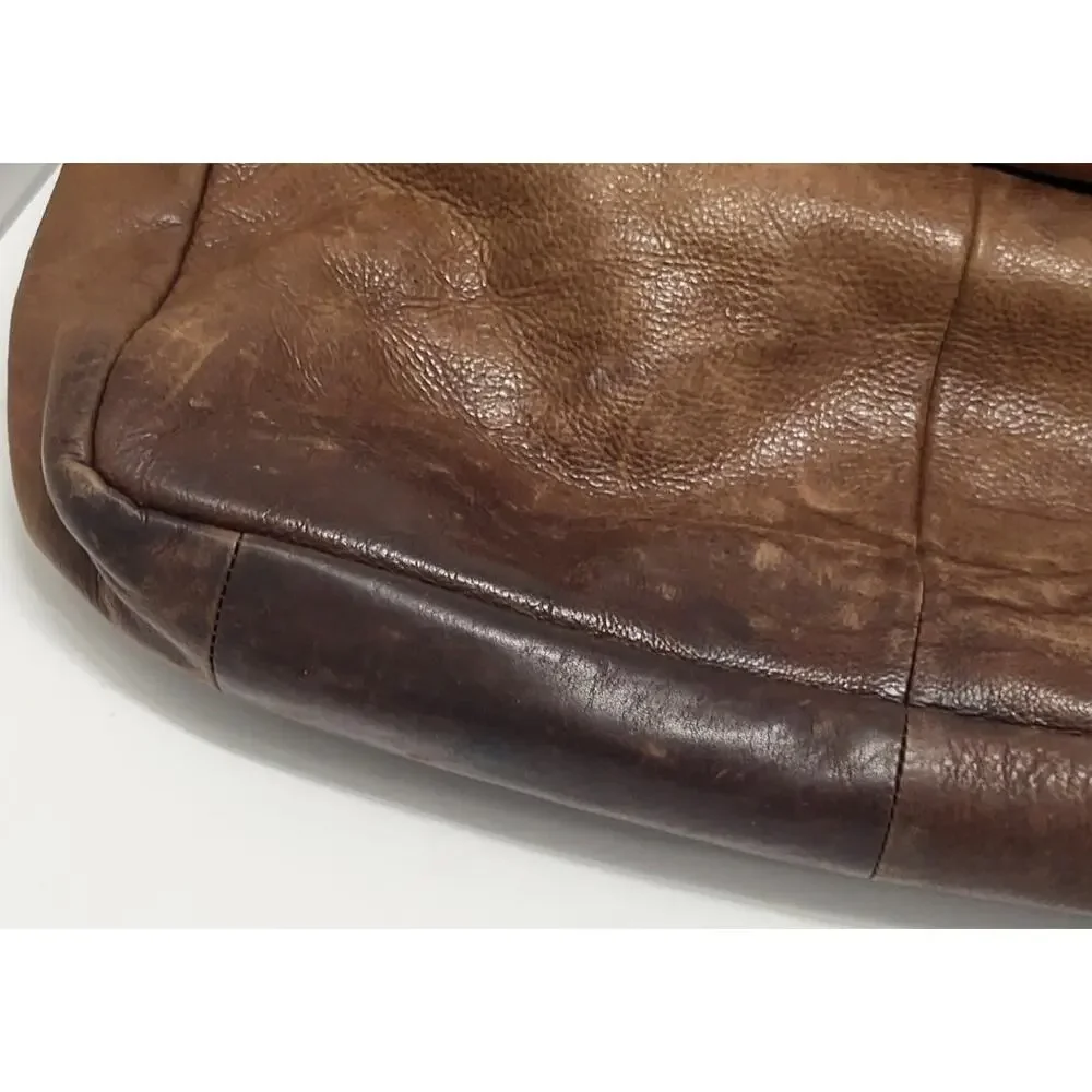 LL BEAN VINTAGE BROWN GENUINE LEATHER MESSENGER CROSSBODY BAG